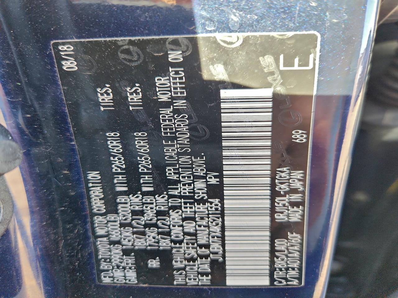 2019 Lexus Gx 460 VIN: JTJBM7FX4K5211554 Lot: 93741135