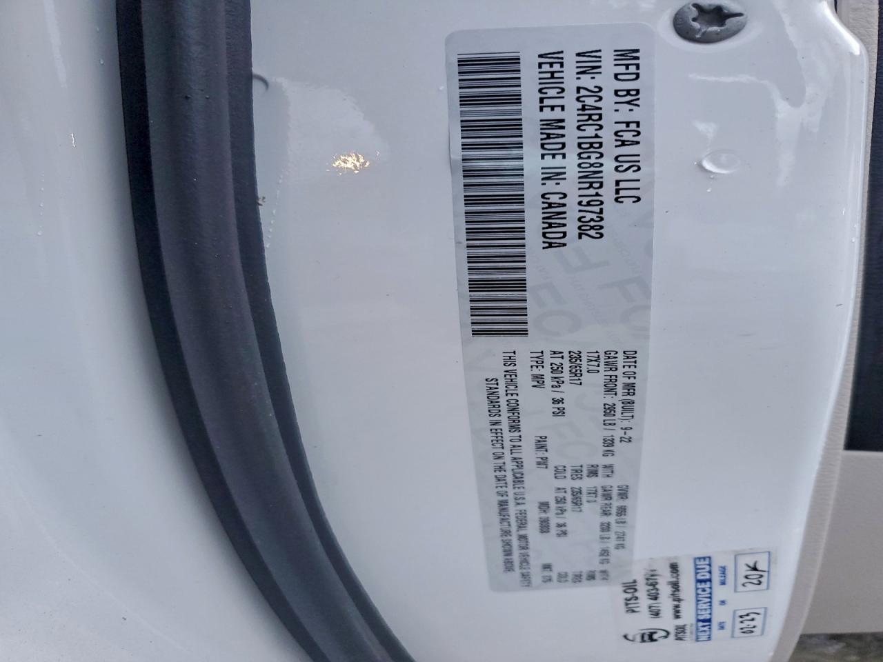 2022 Chrysler Pacifica Touring L VIN: 2C4RC1BG8NR197382 Lot: 94382725