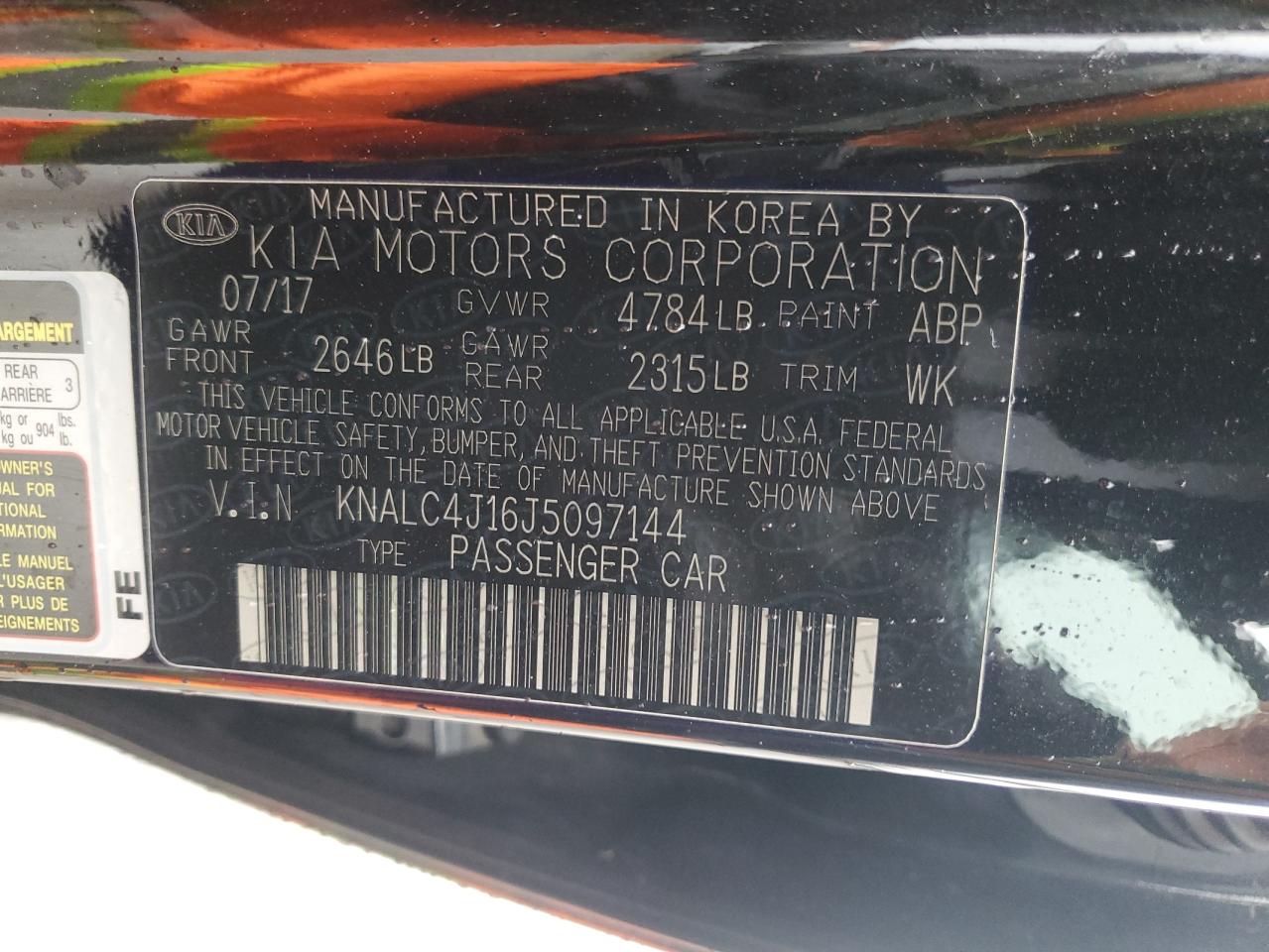 2018 Kia Cadenza Luxury VIN: KNALC4J16J5097144 Lot: 92056425