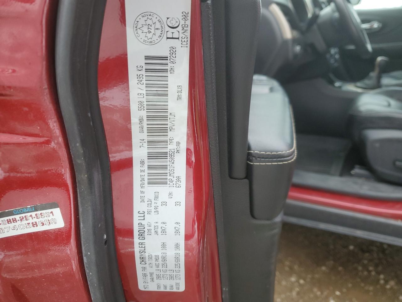 2015 Jeep Cherokee Limited VIN: 1C4PJMDS1FW509521 Lot: 91337715