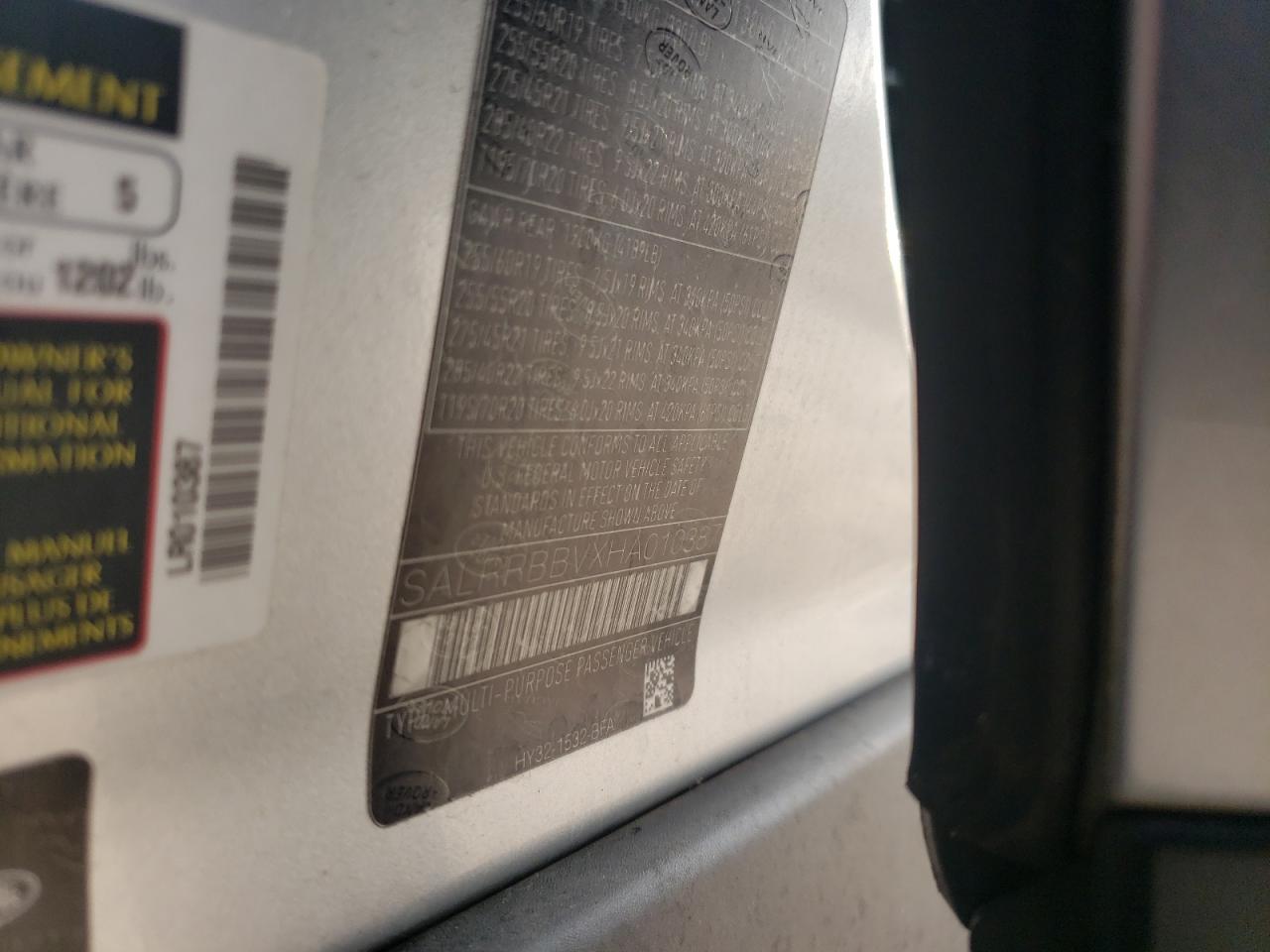 2017 Land Rover Discovery Hse VIN: SALRRBBVXHA010387 Lot: 90876235