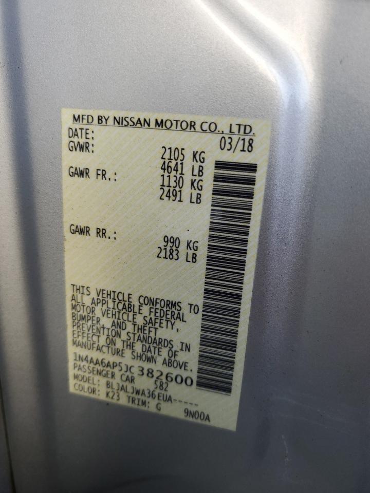 2018 Nissan Maxima 3.5S VIN: 1N4AA6AP5JC382600 Lot: 91865995