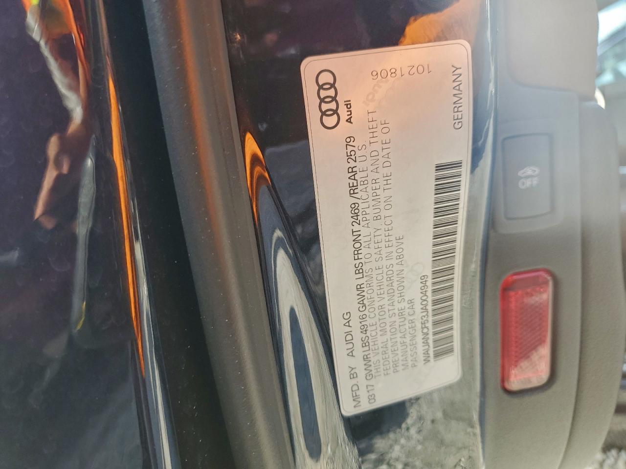 2018 Audi A5 Premium VIN: WAUANCF53JA004949 Lot: 93400275