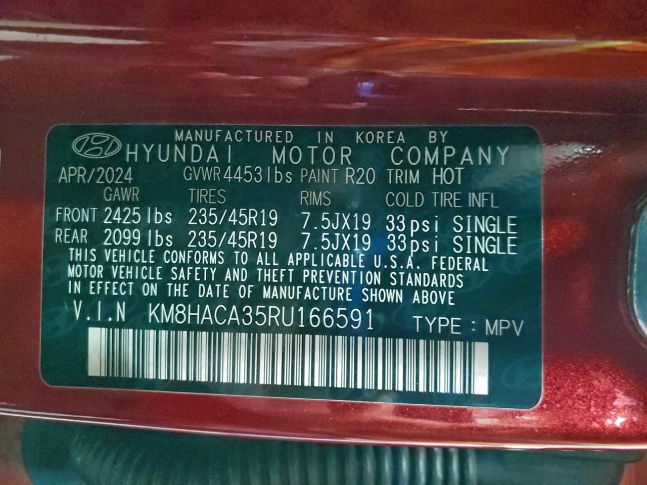 2024 Hyundai Kona N Line VIN: KM8HACA35RU166591 Lot: 93671035