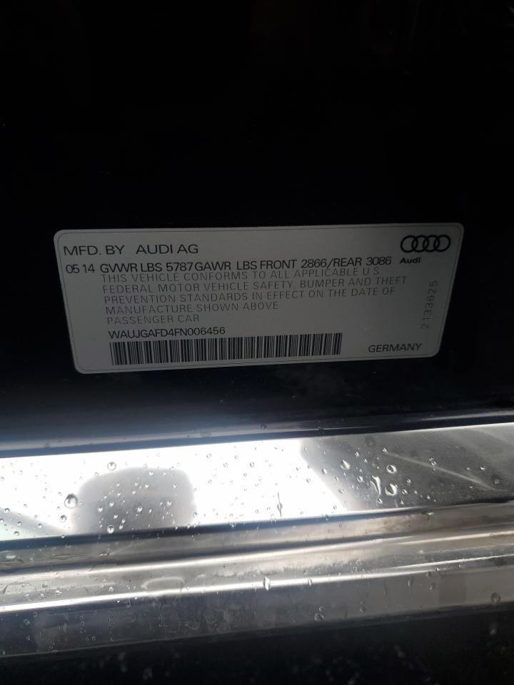 2015 Audi A8 Quattro VIN: WAUJGAFD4FN006456 Lot: 85434575