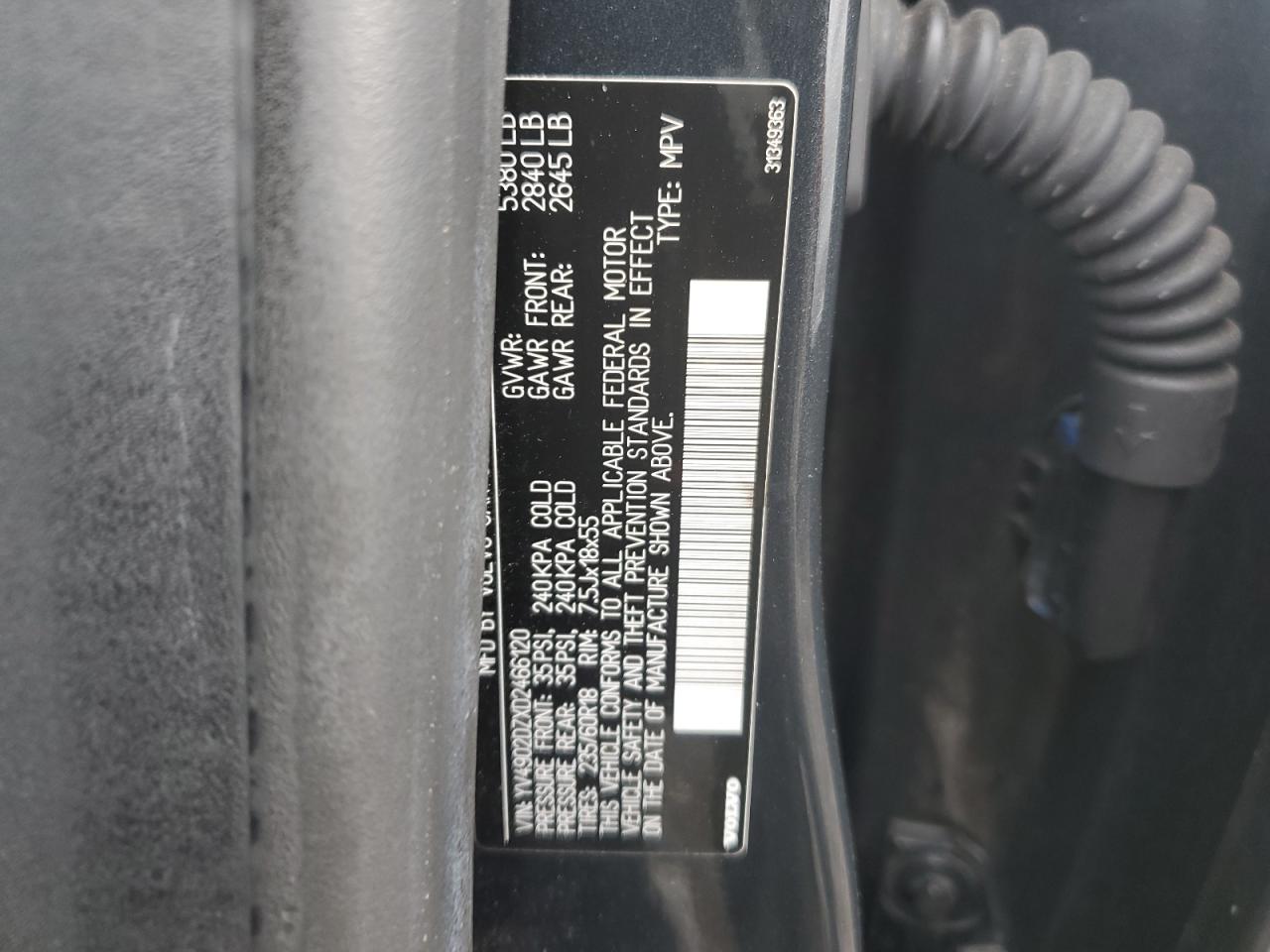 2013 Volvo Xc60 T6 VIN: YV4902DZXD2466120 Lot: 92579855