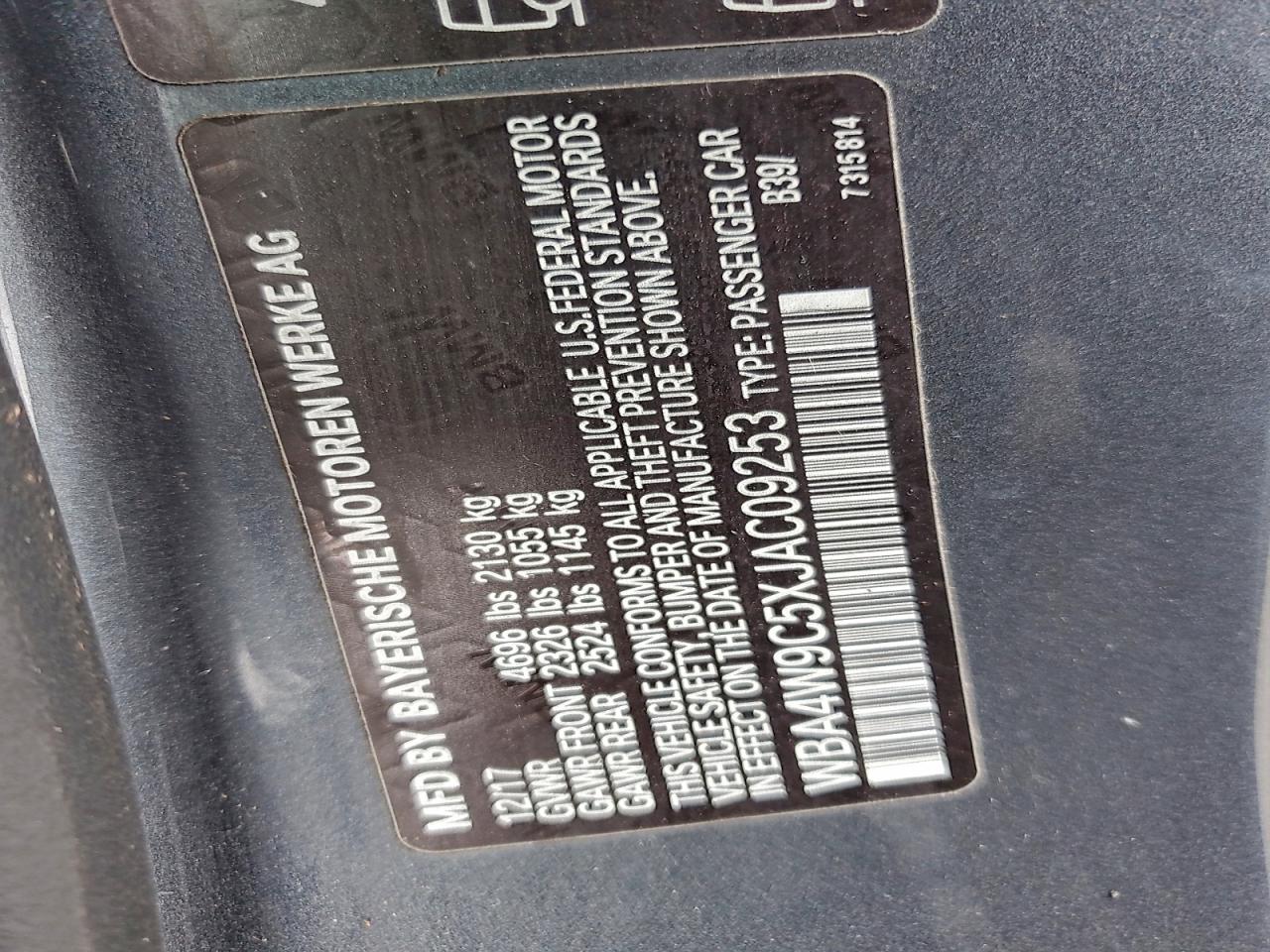 2018 BMW 440Xi VIN: WBA4W9C5XJAC09253 Lot: 93629805