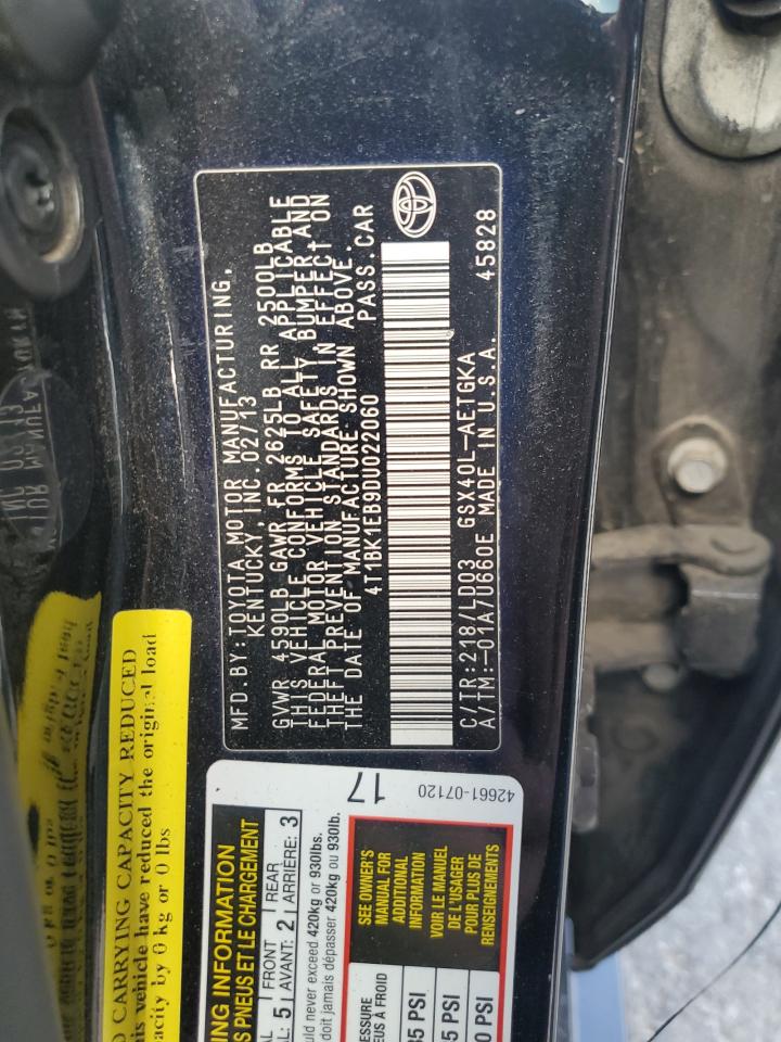 2013 Toyota Avalon Base VIN: 4T1BK1EB9DU022060 Lot: 93205925