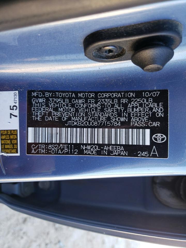 2008 Toyota Prius VIN: JTDKB20U087715784 Lot: 91271285