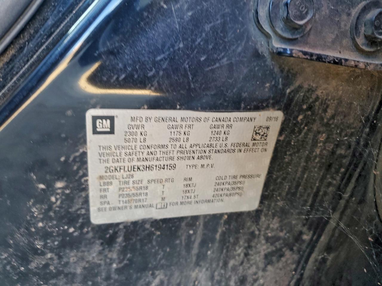 2017 GMC Terrain Slt VIN: 2GKFLUEK3H6194159 Lot: 93647875