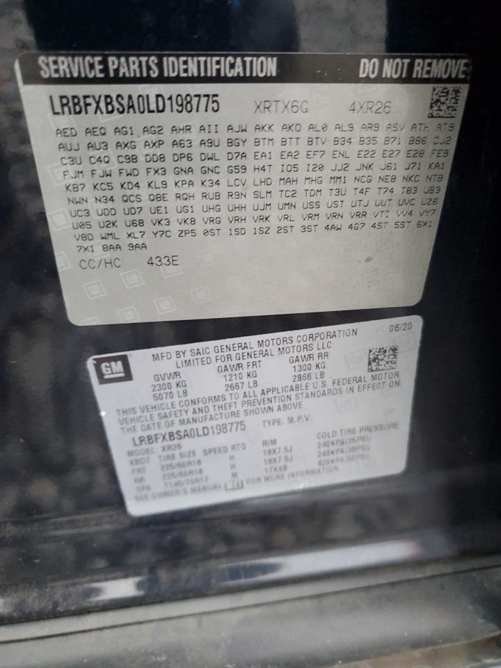 2020 Buick Envision Preferred VIN: LRBFXBSA0LD198775 Lot: 91519865