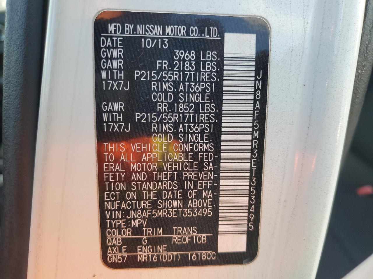 2014 Nissan Juke S VIN: JN8AF5MR3ET353495 Lot: 93477925