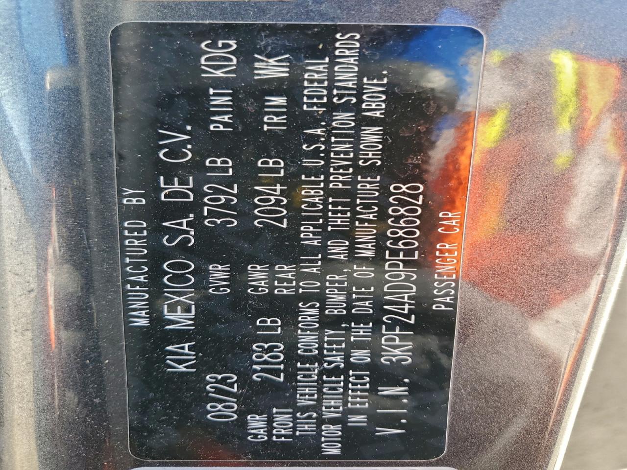 2023 Kia Forte Lx VIN: 3KPF24AD9PE686828 Lot: 91437025