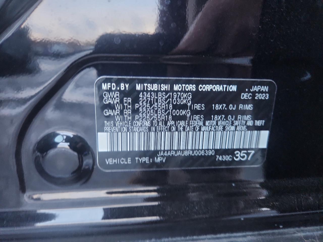 2024 Mitsubishi Outlander Sport S/Se VIN: JA4ARUAU8RU006390 Lot: 90785325