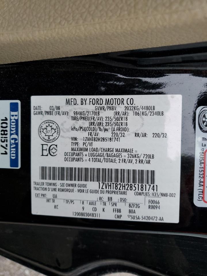 2008 Ford Mustang Gt VIN: 1ZVHT82H285181741 Lot: 90652245