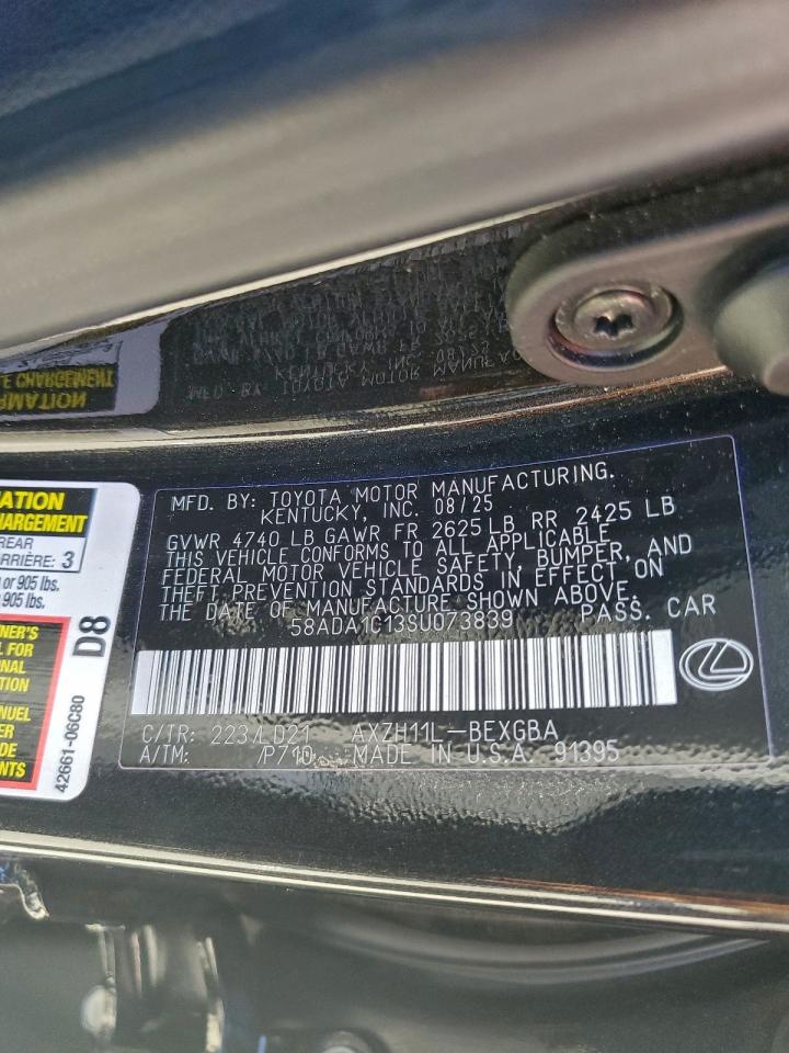 2025 Lexus Es 300H Base VIN: 58ADA1C13SU073839 Lot: 94386435