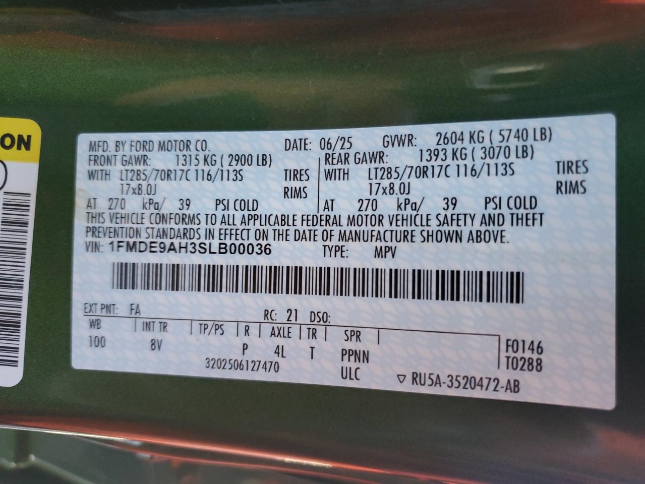 2025 Ford Bronco Badlands VIN: 1FMDE9AH3SLB00036 Lot: 92673905