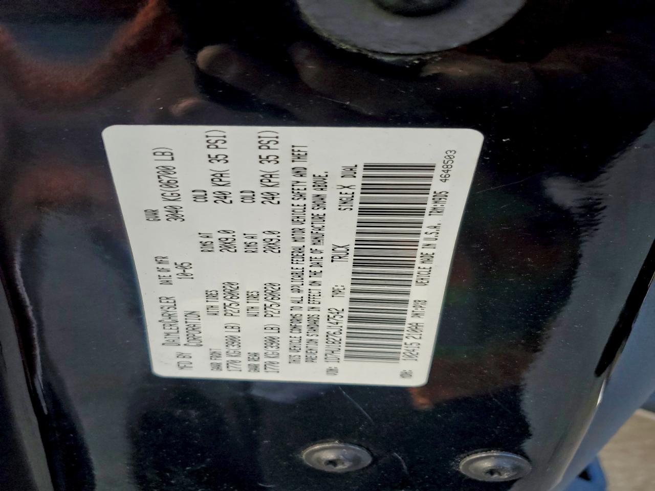 2006 Dodge Ram 1500 St VIN: 1D7HU18276J147542 Lot: 93681755