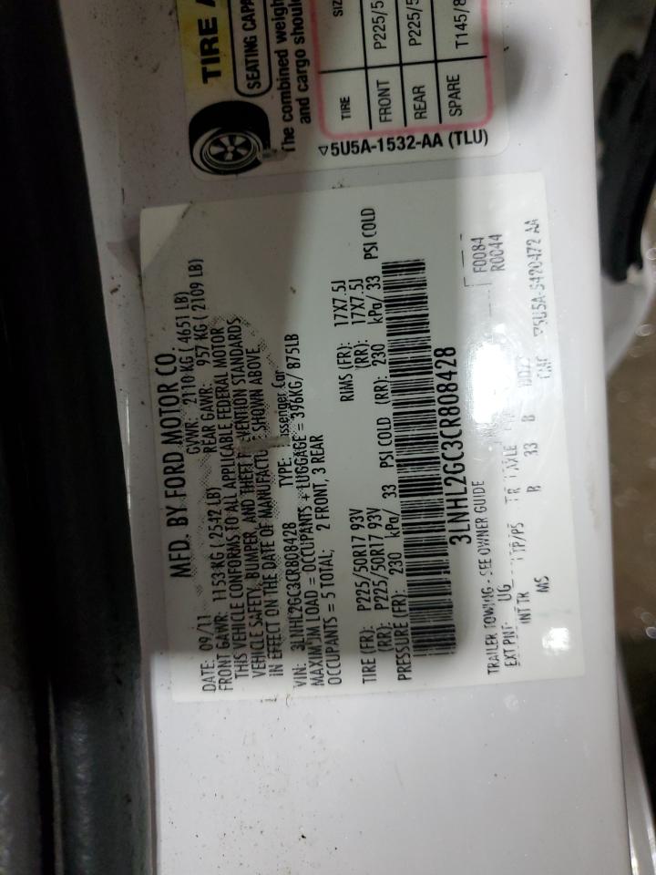 2012 Lincoln Mkz VIN: 3LNHL2GC3CR808428 Lot: 91727085