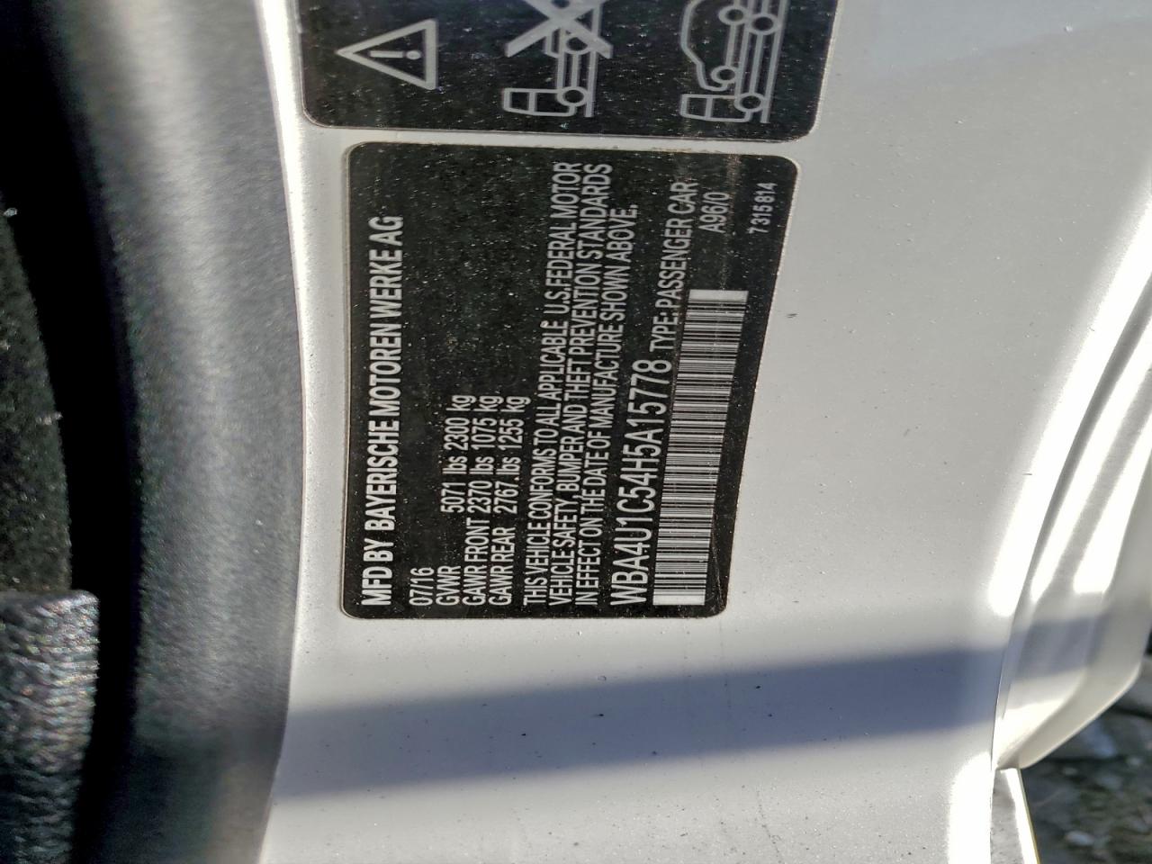 2017 BMW 440Xi VIN: WBA4U1C54H5A15778 Lot: 94243455