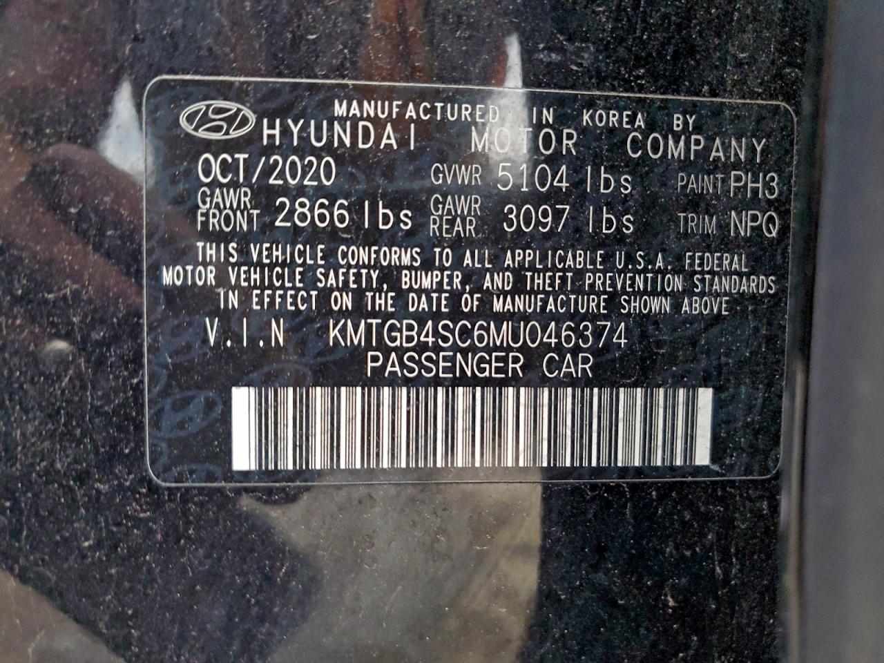 2021 Genesis G80 Base VIN: KMTGB4SC6MU046374 Lot: 94111195