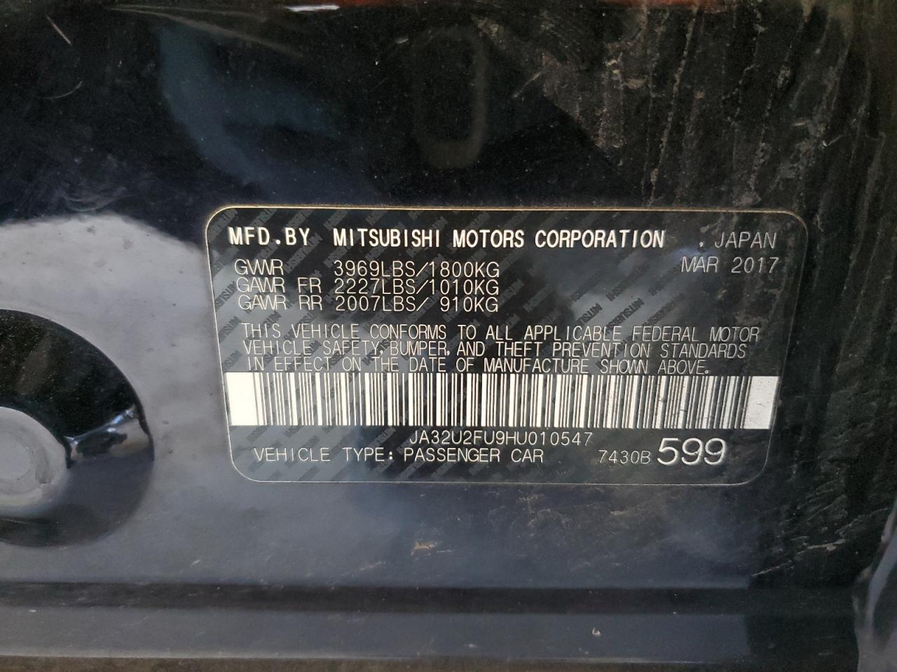 2017 Mitsubishi Lancer Es VIN: JA32U2FU9HU010547 Lot: 91190225