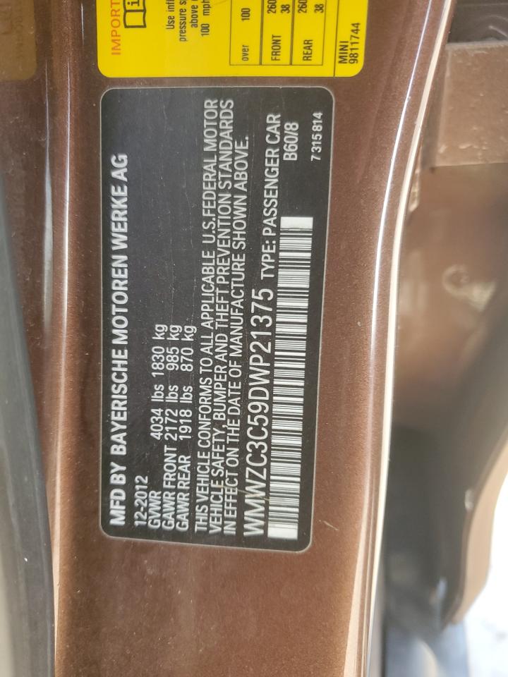 2013 Mini Cooper S Countryman VIN: WMWZC3C59DWP21375 Lot: 92312315