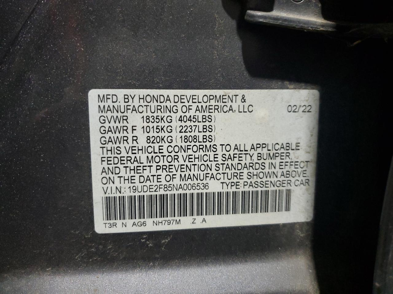 2022 Acura Ilx Premium A-Spec VIN: 19UDE2F85NA006536 Lot: 92198525