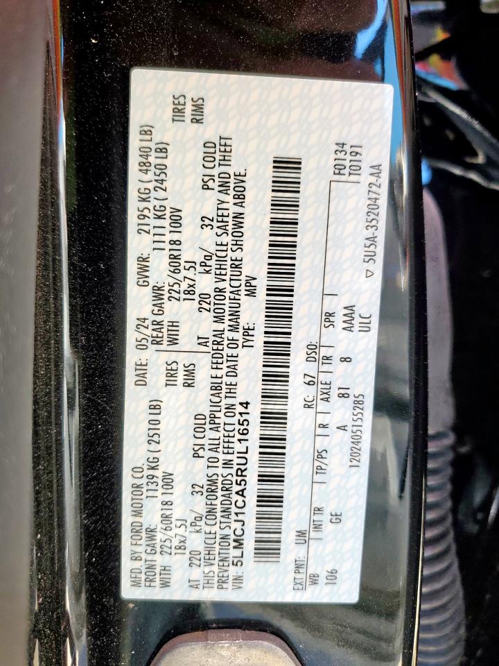 2024 Lincoln Corsair VIN: 5LMCJ1CA5RUL16514 Lot: 92244095