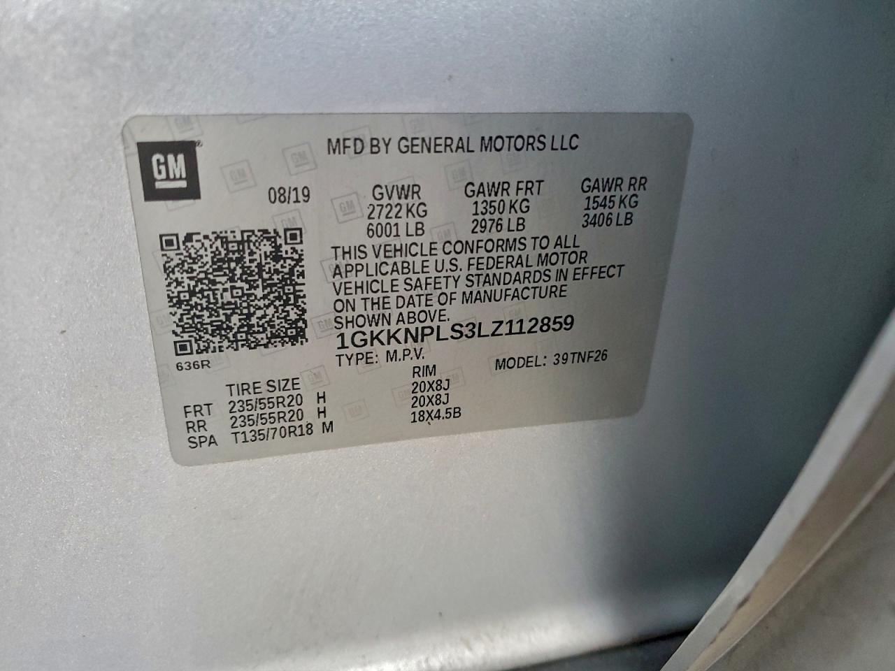 2020 GMC Acadia Denali VIN: 1GKKNPLS3LZ112859 Lot: 94391165