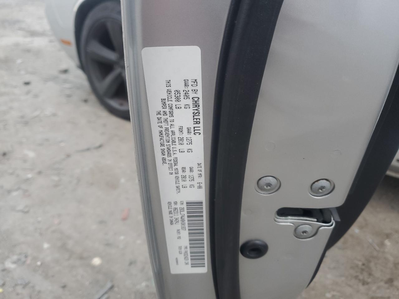 2008 Dodge Challenger Srt-8 VIN: 2B3LJ74WX8H301837 Lot: 91973795