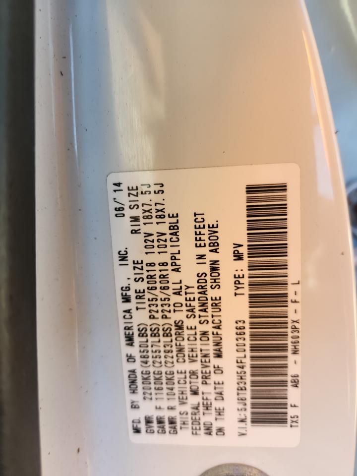 2015 Acura Rdx Technology VIN: 5J8TB3H54FL003663 Lot: 91393045