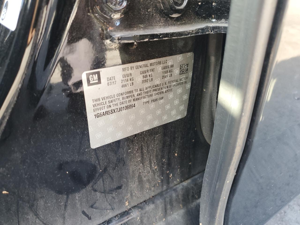 2018 Cadillac Cts Luxury VIN: 1G6AR5SX7J0106094 Lot: 91176825