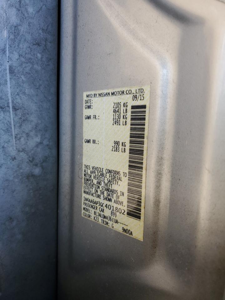 2016 Nissan Maxima 3.5S VIN: 1N4AA6AP3GC401802 Lot: 92455035