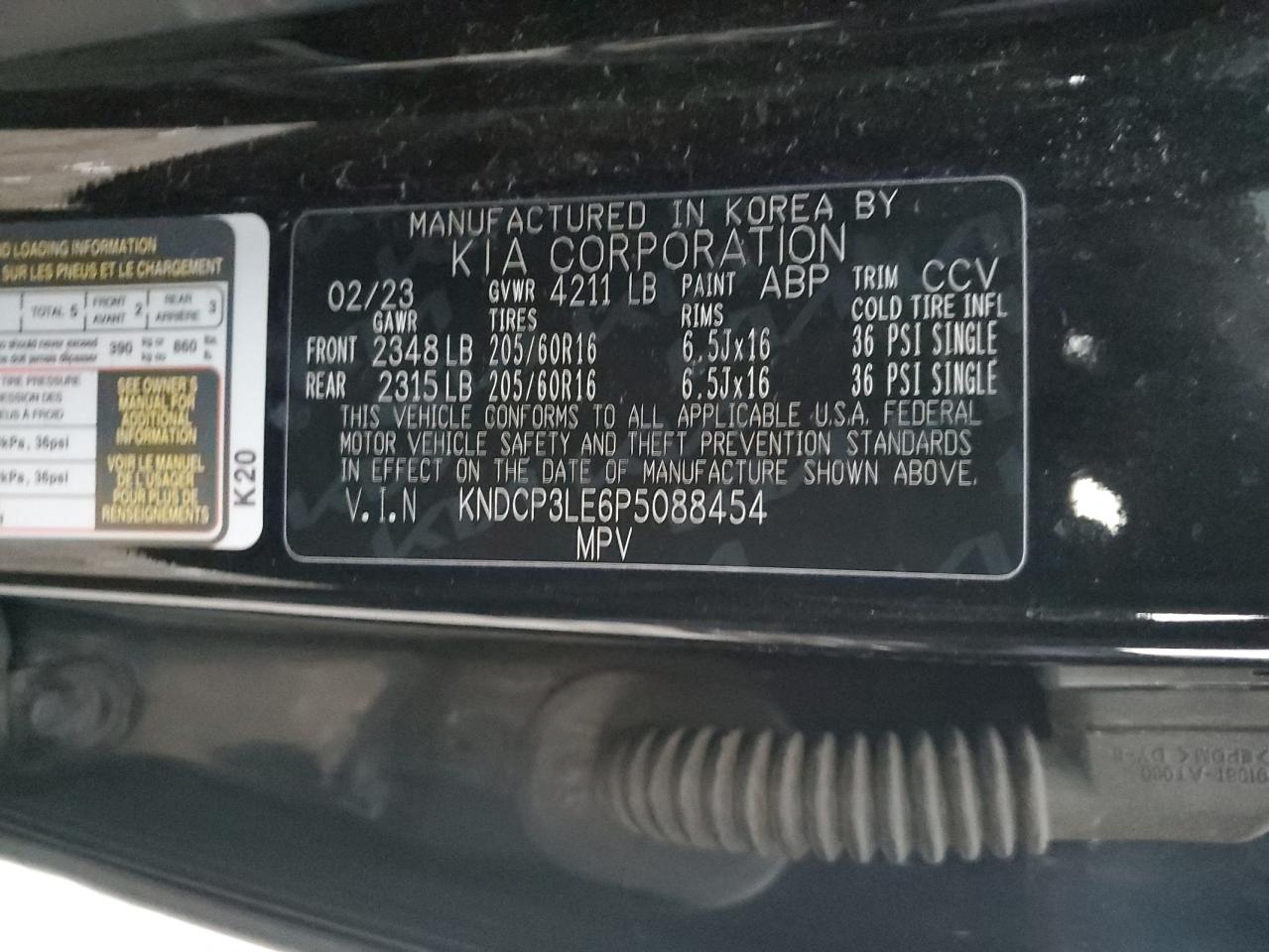 2023 Kia Niro Lx VIN: KNDCP3LE6P5088454 Lot: 91870265