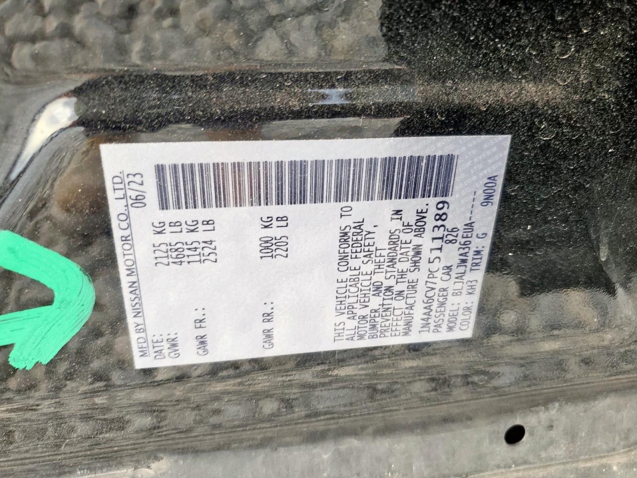 2023 Nissan Maxima Sv VIN: 1N4AA6CV7PC511389 Lot: 93614915