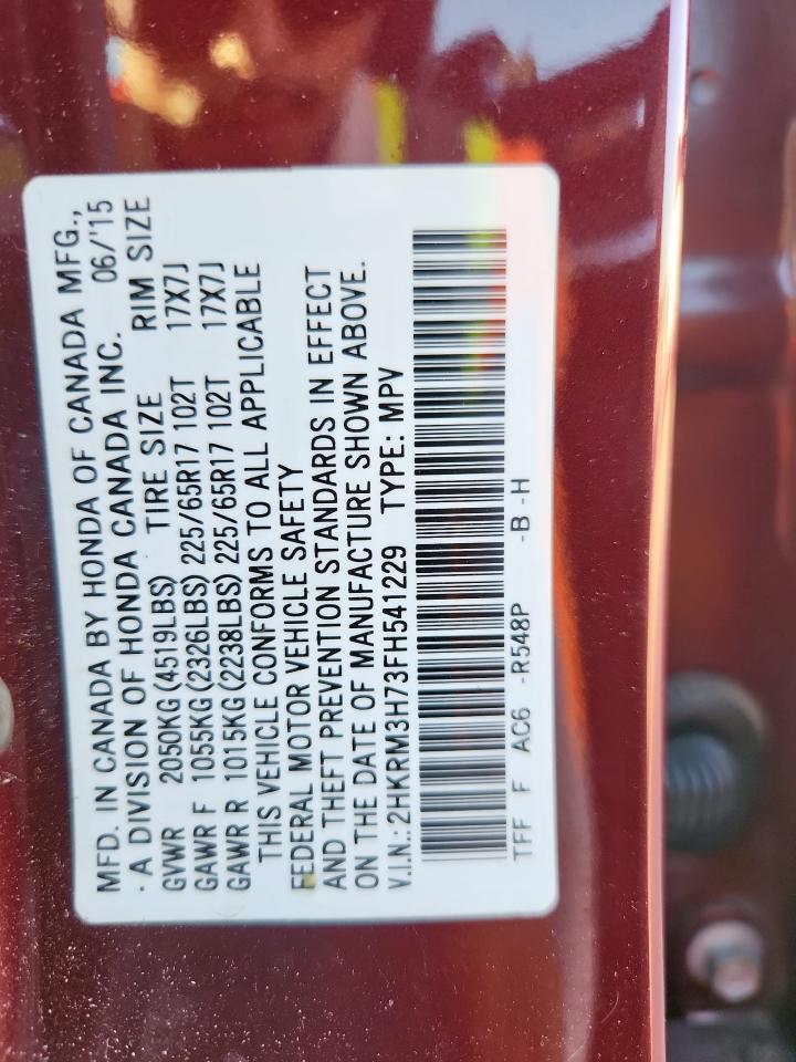 2015 Honda Cr-V Exl VIN: 2HKRM3H73FH541229 Lot: 90946395