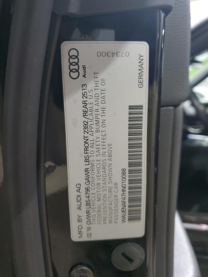 2017 Audi A4 Premium Plus VIN: WAUENAF47HN010088 Lot: 90920515