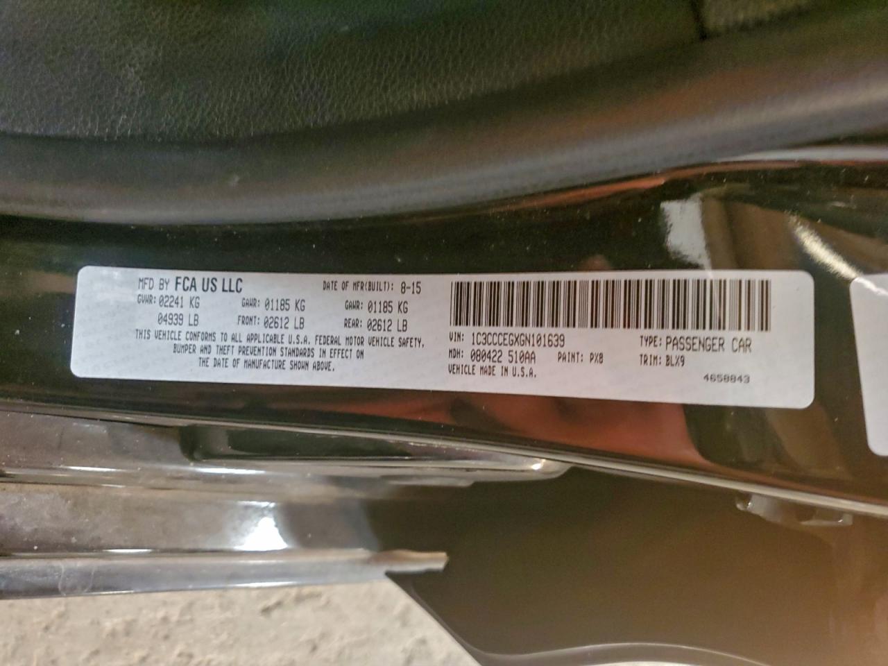 2016 Chrysler 200 C VIN: 1C3CCCEGXGN101639 Lot: 94070365