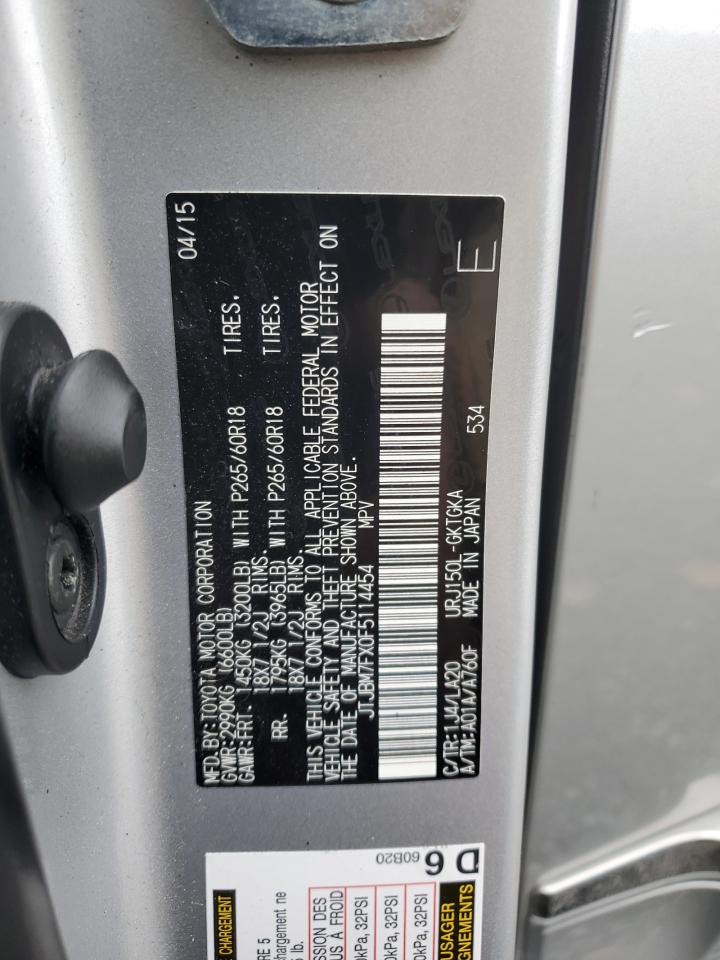 2015 Lexus Gx 460 VIN: JTJBM7FX0F5114454 Lot: 82548965