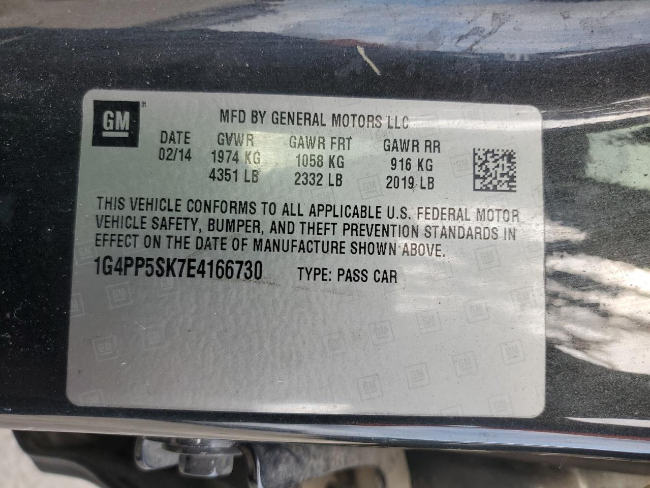 2014 Buick Verano VIN: 1G4PP5SK7E4166730 Lot: 91882885