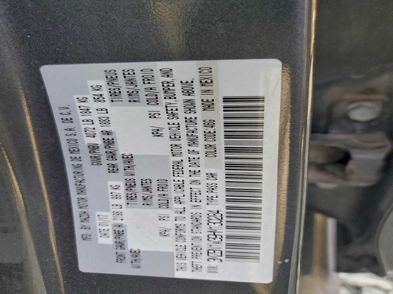 2017 Mazda 3 Grand Touring VIN: 3MZBN1W39HM130284 Lot: 93699455