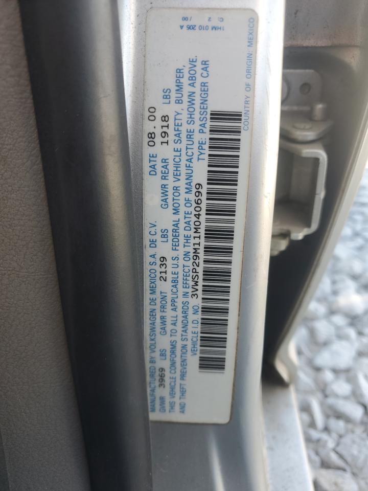 2001 Volkswagen Jetta Gls Tdi VIN: 3VWSP29M11M040699 Lot: 93504585