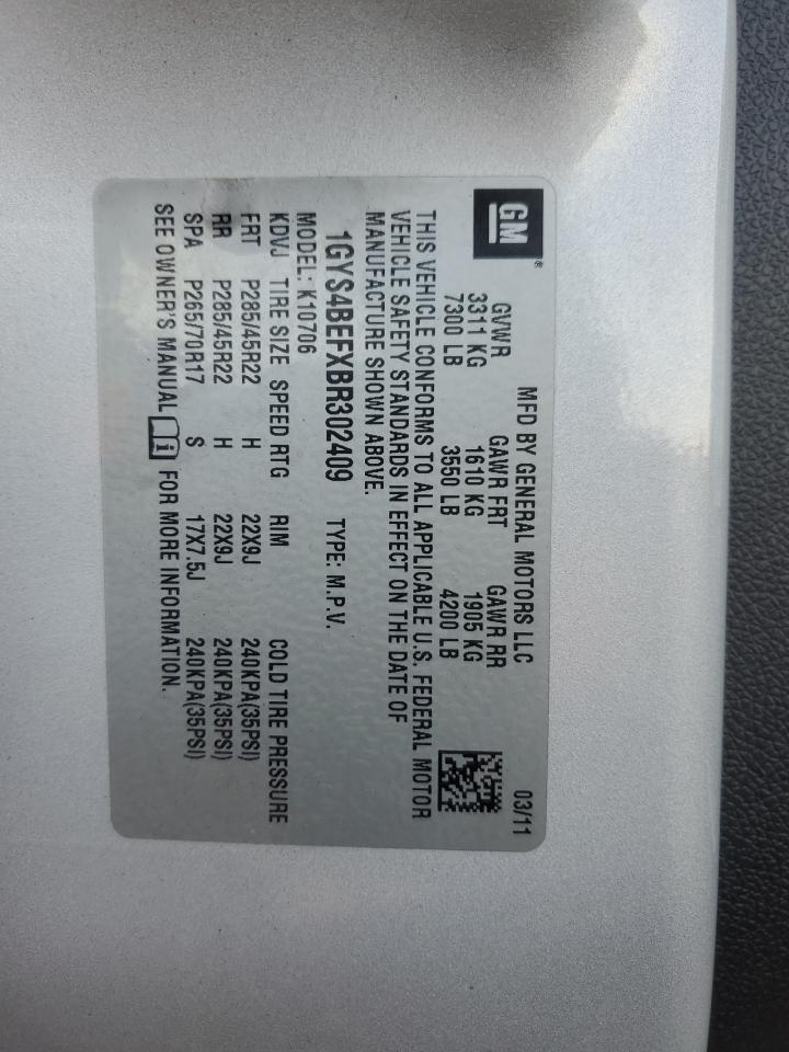 2011 Cadillac Escalade Luxury VIN: 1GYS4BEFXBR302409 Lot: 92611365