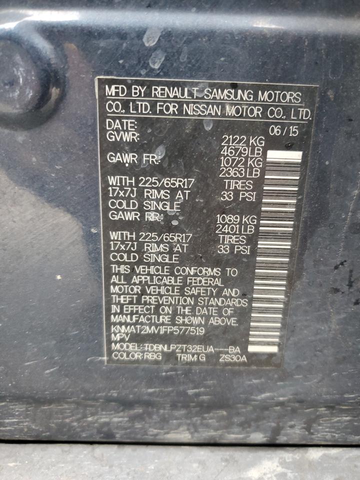 2015 Nissan Rogue S VIN: KNMAT2MV1FP577519 Lot: 92708735