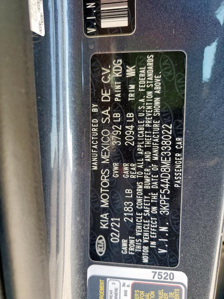 2021 Kia Forte Ex VIN: 3KPF54AD8ME338022 Lot: 91137605