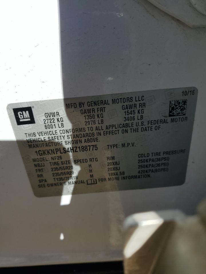 2017 GMC Acadia Denali VIN: 1GKKNPLS4HZ188775 Lot: 92174345