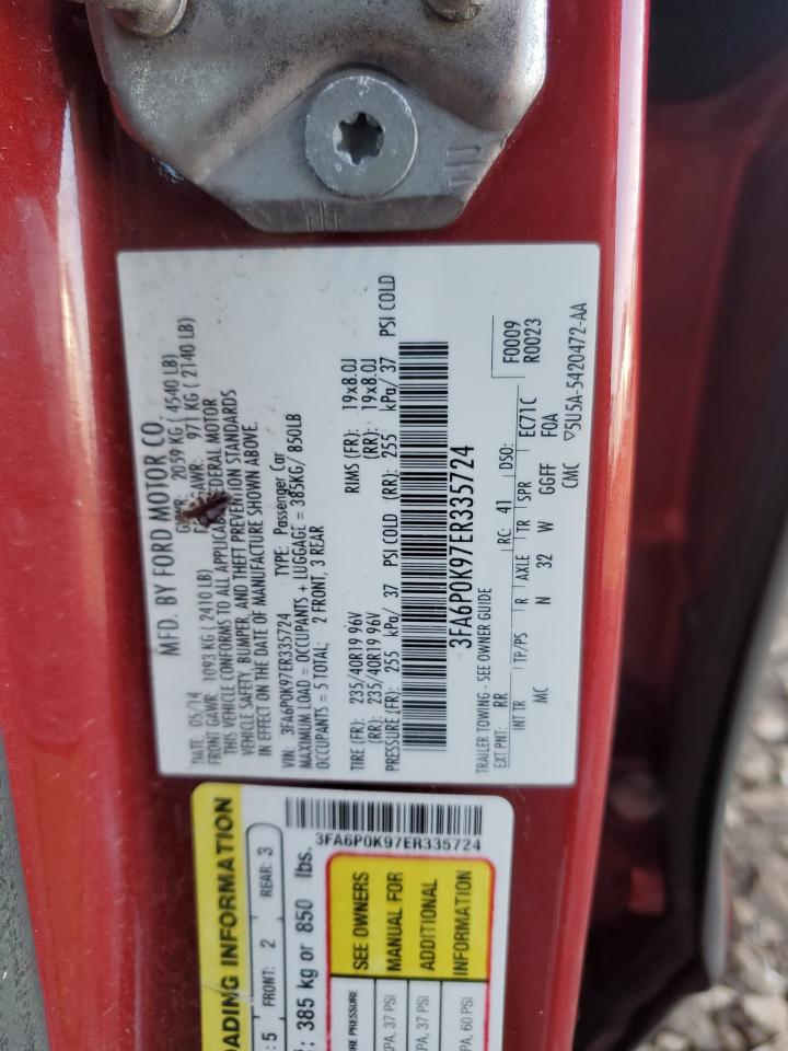 2014 Ford Fusion Titanium VIN: 3FA6P0K97ER335724 Lot: 92693005