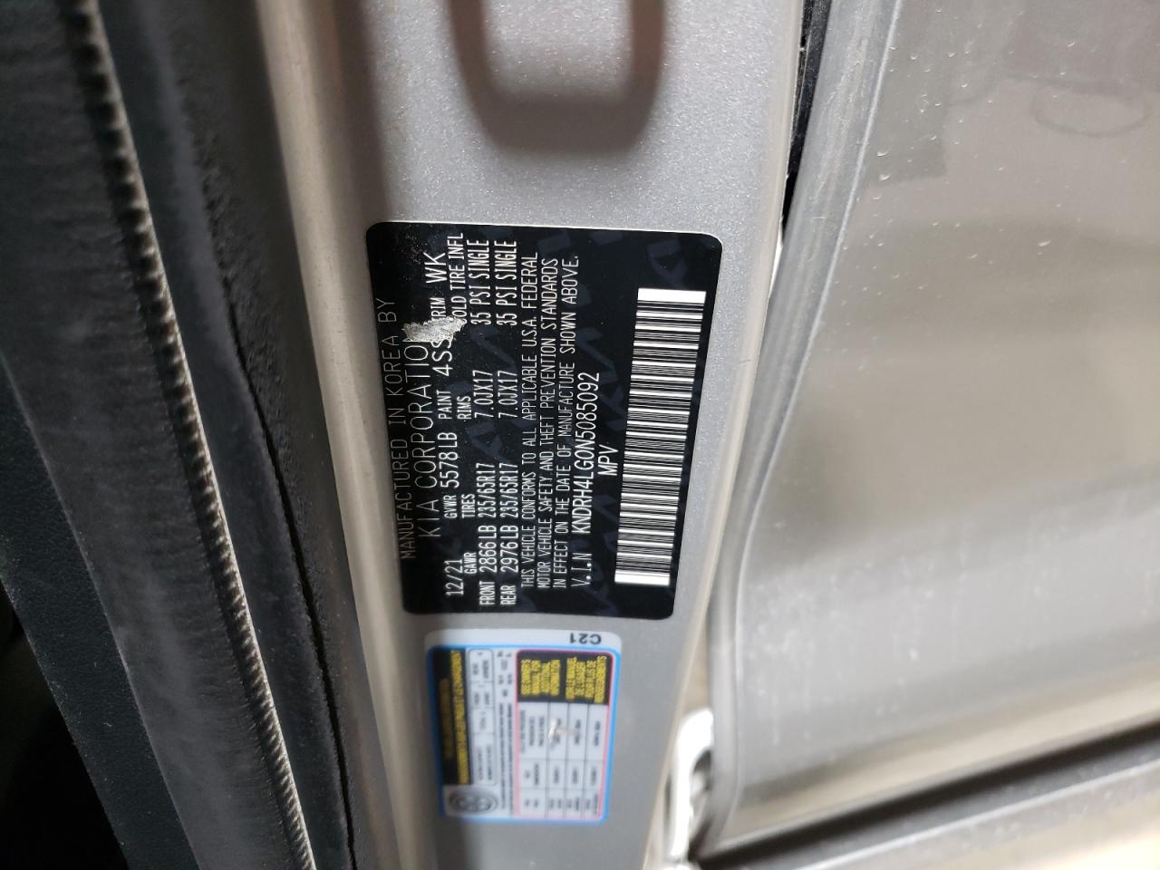 2022 Kia Sorento Ex VIN: KNDRH4LG0N5085092 Lot: 91142605