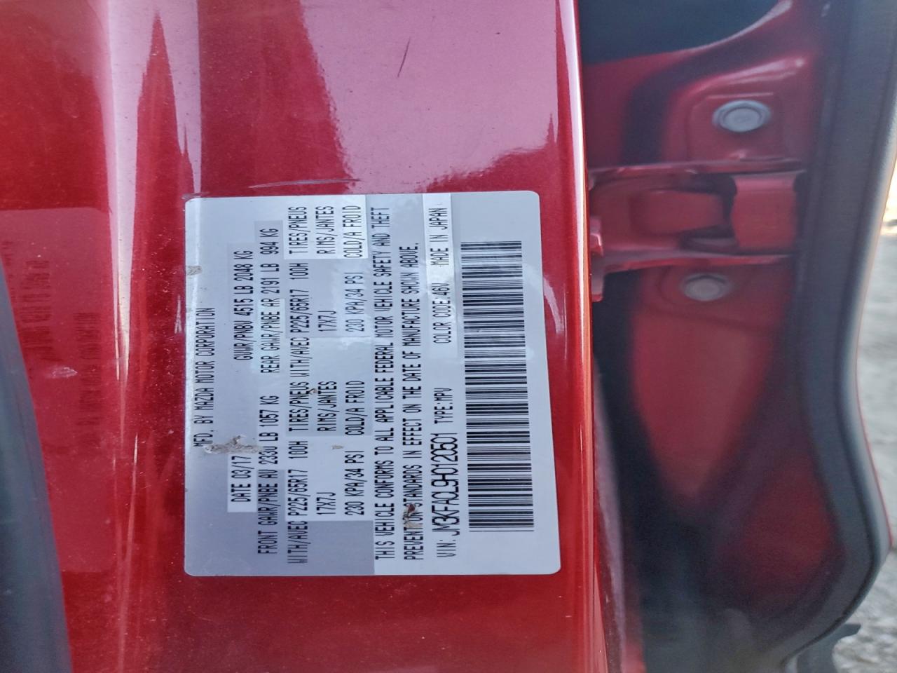 2017 Mazda Cx-5 Touring VIN: JM3KFACL9H0120501 Lot: 94044225